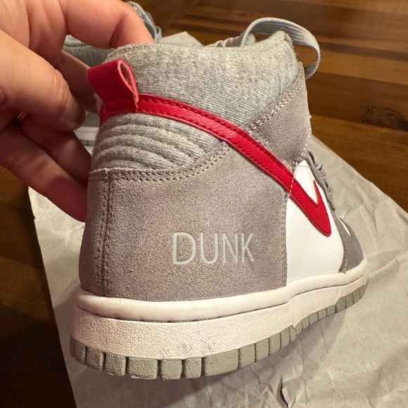 Nike Dunk High Light Smoke Grey Gym Red size 4.5Y - Picture 8 of 16